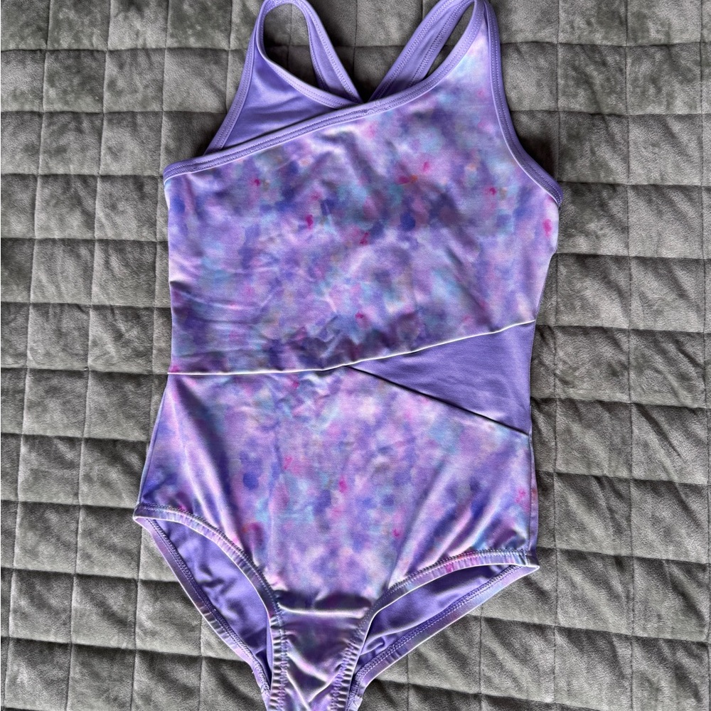 Girls Lavender Tie-Dye One-Piece Leotard